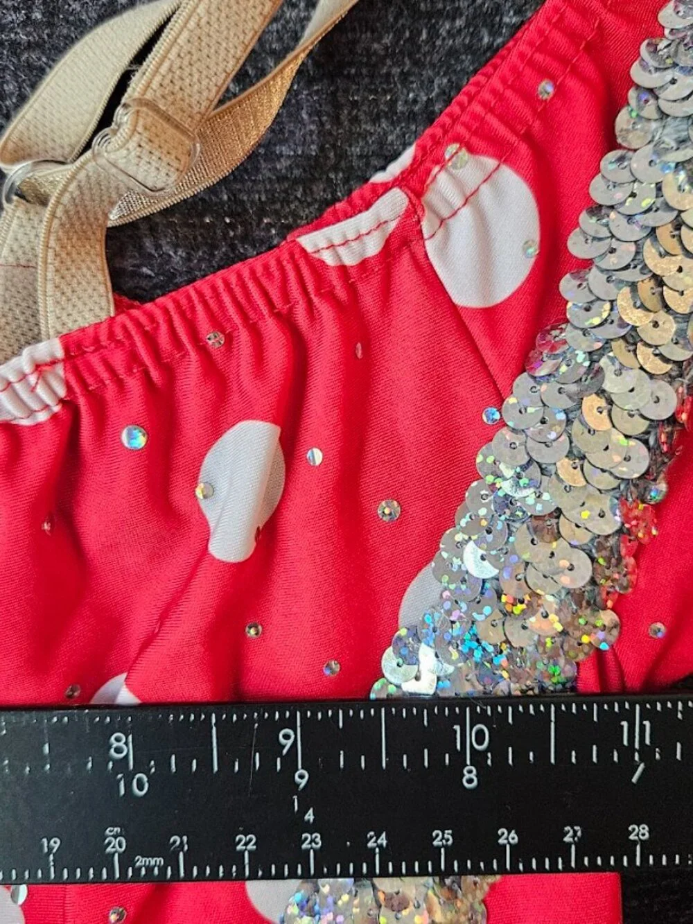 Choo Choo Boogie Dance Costume Dress Red Polka Dot Blue Girls Size 11-12
